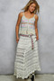 POL Printed Contrast Button Down Cami with Trim Detail and Blanket Stitch