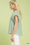 Umgee Crinkle Flutter Sleeve Peasant Top