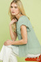Umgee Crinkle Flutter Sleeve Peasant Top