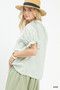 Umgee Pinstripe V-Neck Ruffle Sleeve Blouse