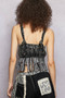 POL Lace-Up Fringe Hem Tank with Lace Detail