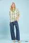 Umgee Abstract Border Print V-Neck Top