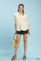 Umgee Linen V-Neck Lace Puff Sleeve Top