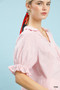 Umgee Pinstripe V-Neck Ruffle Sleeve Blouse