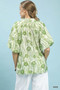Umgee Floral Scalloped Edge Puff Sleeve Blouse with High-Low Curved Hem