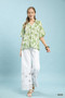Umgee Floral Scalloped Edge Puff Sleeve Blouse with High-Low Curved Hem