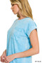 Zenana Halo Snow Washed Cuffed Short Sleeve Tee