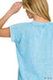 Zenana Halo Snow Washed Cuffed Short Sleeve Tee