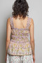 POL Smocked Printed Square Neck Peplum Tank with Ruffle Trim
