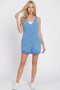 Zenana Washed Adjustable Strap Romper Denim With Pocket
