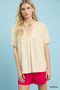 Umgee Embroidery Linen Puff Sleeve Blouse