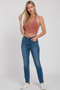 Zenana Washed Ribbed Seamless Button V-neck Tank Top