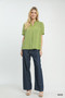 Umgee Embroidery Linen Puff Sleeve Blouse
