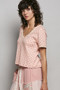 POL Floral V-Neck Short Sleeve Rib T-Shirt