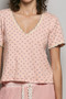 POL Floral V-Neck Short Sleeve Rib T-Shirt