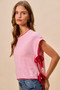 SO ME Lightweight Sweater Dolman Side Ribbon Tie Top