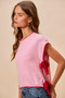SO ME Lightweight Sweater Dolman Side Ribbon Tie Top