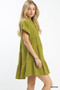 Umgee Linen Mini Dress with Scallop Trim