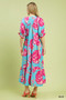 Umgee Floral Print Midi Dress with Contrast Trim