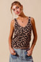 SO ME Leopard Knitted Lightweight V Neck Tank Top
