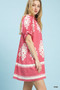 Umgee Two Tone Border Print Mini Dress