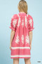 Umgee Two Tone Border Print Mini Dress