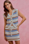 SO ME Multi Color Stripe Knitted Sweater Skirt