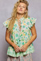 POL Tassel Tied Floral Flutter Sleeve Blouse