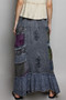 POL Printed Patchwork Embroidered Ruffled Skirt