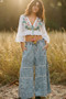 POL Floral Embroidered Cropped Blouse
