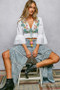POL Floral Embroidered Cropped Blouse