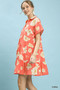 Umgee Floral Tiered Collared Babydoll Dress