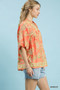 Umgee Apricot Floral Boho Blouse