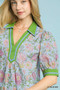 Umgee Mix Floral Puff Sleeve Blouse with Contrast Trim