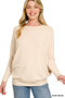 Zenana Hacci Dolman Sleeve Boat Neck Top