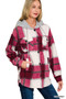Zenana Plaid Drawstring Hooded Fleece Shacket