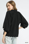 Umgee Full Size Textured Notched Balloon Sleeve Blouse Plus Size
