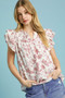 Umgee Full Size Two Tone Boxy Cut Floral Print Blouse Plus Size