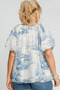 Umgee Full Size Two Tone Toile Print Top Plus Size