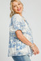 Umgee Full Size Two Tone Toile Print Top Plus Size