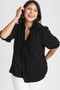Umgee Full Size Split Neck Boxy Cut Top with Piping Details Plus Size