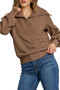 Umgee Full Size Ribbed Knit Half Zipper Sweatshirt Plus Size