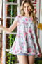 Heimish Full Size Butterfly Short Sleeve Round Neck Floral Print Tiered Top Plus Size