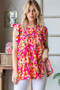 Heimish Full Size Butterfly Sleeve Floral Tiered Top Plus Size