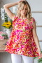 Heimish Full Size Butterfly Sleeve Floral Tiered Top Plus Size