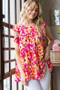 Heimish Full Size Butterfly Sleeve Floral Tiered Top Plus Size