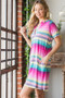 Heimish Full Size Striped Short Sleeve Mini Tee Dress Plus Size