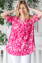 Heimish Full Size Short Sleeve Crisscross Animal Babydoll Top Plus Size