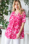 Heimish Full Size Short Sleeve Crisscross Animal Babydoll Top Plus Size