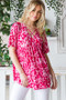 Heimish Full Size Short Sleeve Crisscross Animal Babydoll Top Plus Size